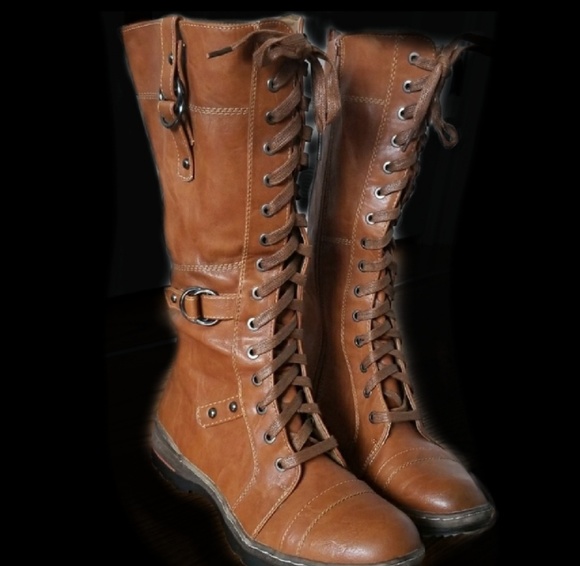 wide calf tie up boots